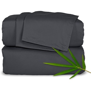 image:imagePure Bamboo California King Sheets Genuine 100 Organic Viscose Derived from Bamboo Bed Sheet Set Soft amp Cooling Double Stitching 2 Year Quality Promise California King SandCharcoal