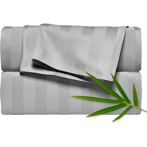 image:imagePure Bamboo California King Sheets Genuine 100 Organic Viscose Derived from Bamboo Bed Sheet Set Soft amp Cooling Double Stitching 2 Year Quality Promise California King SandJacquard Silver