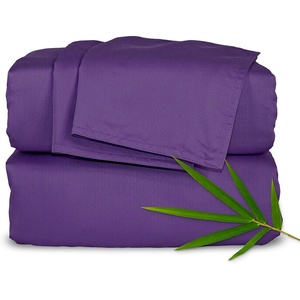 image:imagePure Bamboo California King Sheets Genuine 100 Organic Viscose Derived from Bamboo Bed Sheet Set Soft amp Cooling Double Stitching 2 Year Quality Promise California King SandPurple