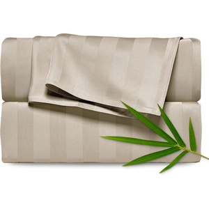 image:imagePure Bamboo California King Sheets Genuine 100 Organic Viscose Derived from Bamboo Bed Sheet Set Soft amp Cooling Double Stitching 2 Year Quality Promise California King SandJacquard Sand