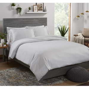 image:imageQueen Duvet Cover by Pure Bamboo 3 Piece Set Genuine 100 Organic Viscose Derived from Bamboo Luxuriously Soft and Cooling 2 Pillowcases Queen Silver PearlStripes