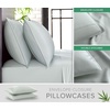 image:imageQueen Pillowcases by Pure Bamboo Genuine 100 Organic Viscose Derived from Bamboo Luxuriously Soft amp Cooling Double Stitching Envelope Closure 2 Queen Pillowcases StripesSea Glass
