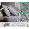 image:imageQueen Pillowcases by Pure Bamboo Genuine 100 Organic Viscose Derived from Bamboo Luxuriously Soft amp Cooling Double Stitching Envelope Closure 2 Queen Pillowcases StripesJacquard Silver