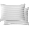 image:imageQueen Pillowcases by Pure Bamboo Genuine 100 Organic Viscose Derived from Bamboo Luxuriously Soft amp Cooling Double Stitching Envelope Closure 2 Queen Pillowcases StripesJacquard White