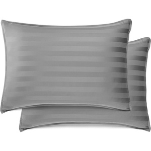 image:imageQueen Pillowcases by Pure Bamboo Genuine 100 Organic Viscose Derived from Bamboo Luxuriously Soft amp Cooling Double Stitching Envelope Closure 2 Queen Pillowcases StripesJacquard Stone