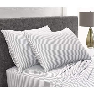 image:imageQueen Pillowcases by Pure Bamboo Genuine 100 Organic Viscose Derived from Bamboo Luxuriously Soft amp Cooling Double Stitching Envelope Closure 2 Queen Pillowcases StripesStripes