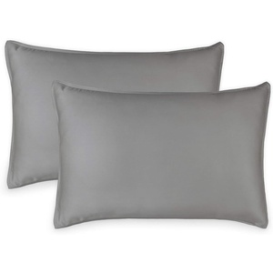 image:imageQueen Pillowcases by Pure Bamboo Genuine 100 Organic Viscose Derived from Bamboo Luxuriously Soft amp Cooling Double Stitching Envelope Closure 2 Queen Pillowcases StripesStone Grey